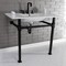 Kingston Brass KVPB37228Q0 37-Inch Console Sink with Stainless Steel Legs (8-Inch, 3 Hole), White/Matte Black KVPB37228Q0 - alternate 3